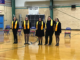 5 students with sashes